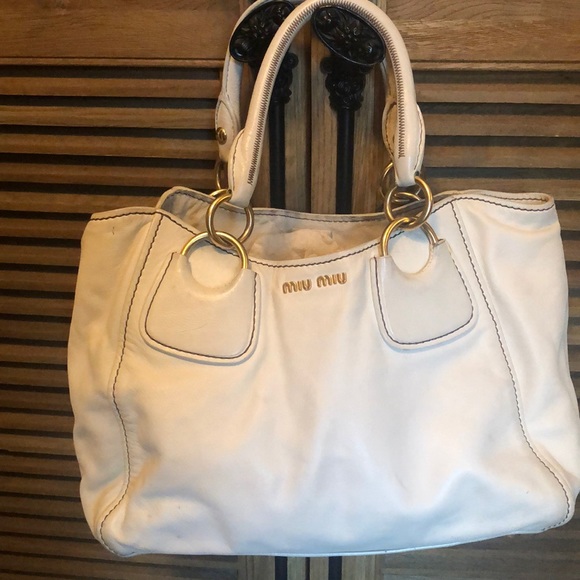 Miu Miu Handbags - Miu Miu white leather satchel